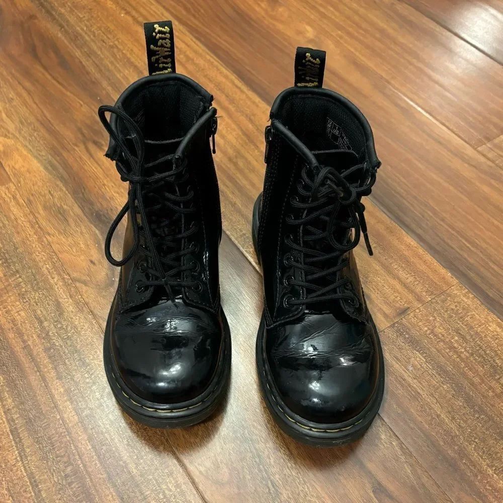 Dr. Martens Black shiny combat boots